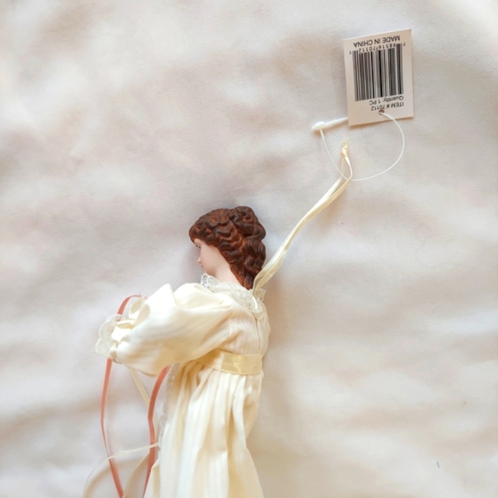 Vintage Victorian Lady Doll-Ornament Porcelain Head & Hands NWT Beige/Mauve Rose - Picture 4 of 12